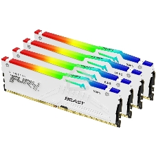 Оперативная память Kingston Fury Beast, DDR5, 128Gb (4x32 Gb), 5200 MHz, CL40, радиатор, RGb, белый