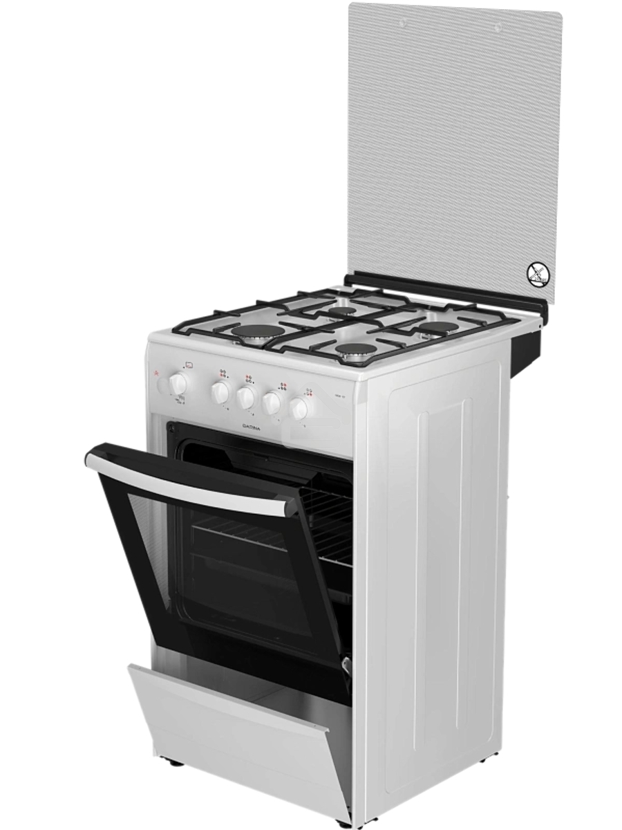 Плита газовая Darina 1B GM 341 107 W белый/черный, конфорок 4 шт, духовка 50 л, 50 см x 85 см x 56 см