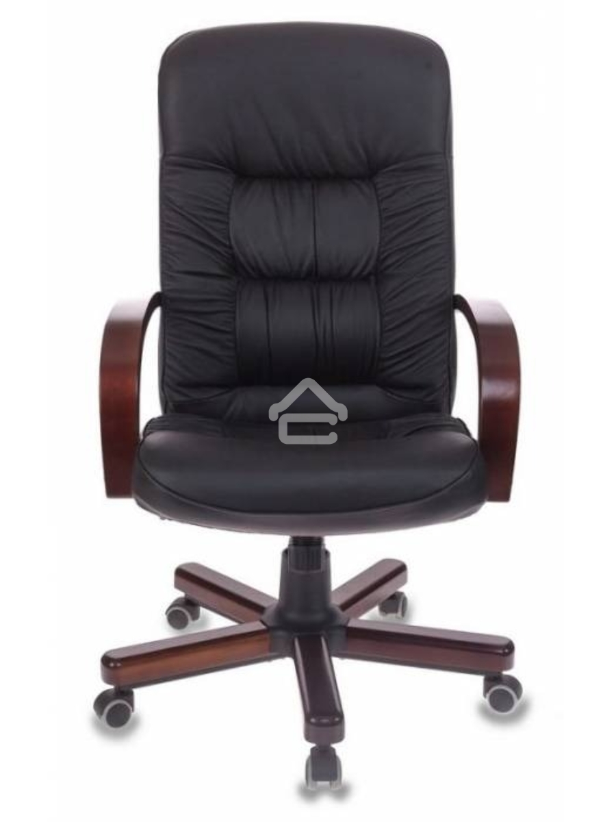 Кресло руководителя Бюрократ T-9908/WALNUT черный, кожа, крестовина металл