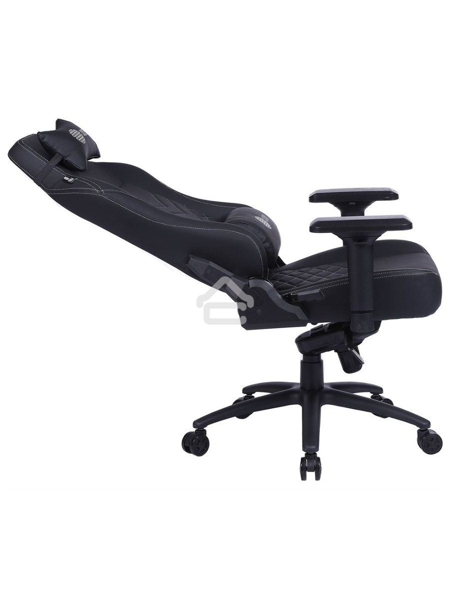 Кресло игровое Cactus CS-CHR-0112BL черный, сиденье черный, эко.кожа, с подголов. крестовина металл, пластик черный