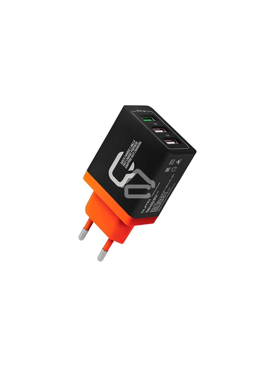 Сетевое зарядное устройство Qumo Quick Charge 3.0 3 USB (Charger 0019), 3 USB, 4.2A, 1 USB (QC 3.0, FCP, AFC) + 2 USB 2,1A, черный