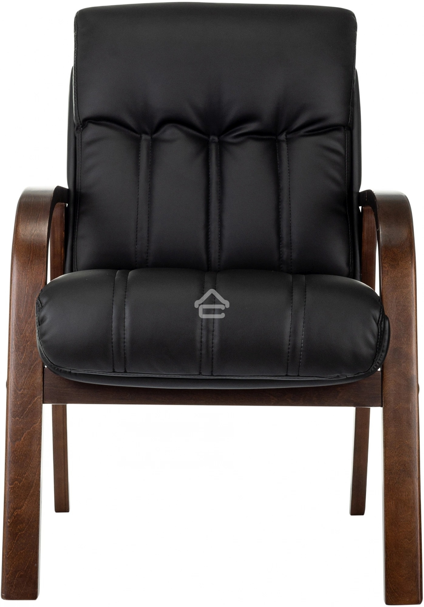 Кресло офисное Бюрократ T-9932W-CF-Eco черный, эко.кожа, на ножках, дерево