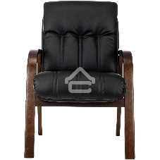 Кресло офисное Бюрократ T-9932W-CF-Eco черный, эко.кожа, на ножках, дерево