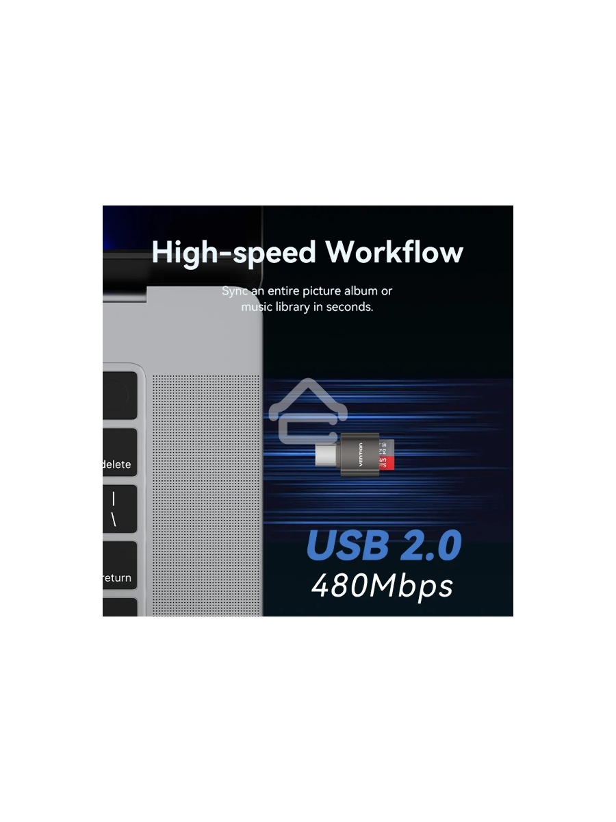 Картридер Vention OTG USB 2.0 CM / MicroSD - Серый