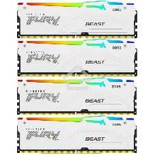 Оперативная память Kingston Fury Beast, DDR5, 128Gb (4x32 Gb), 5200 MHz, CL40, радиатор, RGb, белый