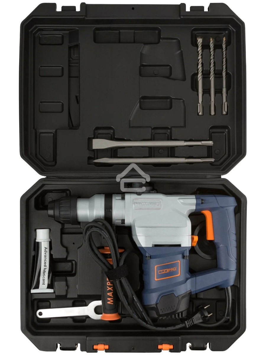 Перфоратор демонтажный MAX-PRO MPRH1100/28 1100 Вт, 900об/мин, 5Дж, 3 режима, Д/Б/М-36/28/13, SDS-PLUS, 4,8 кг, антивибрационная ручка, резиновые вставки, дополни