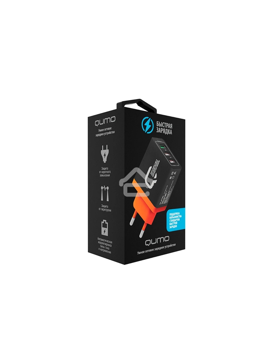 Сетевое зарядное устройство Qumo Quick Charge 3.0 3 USB (Charger 0019), 3 USB, 4.2A, 1 USB (QC 3.0, FCP, AFC) + 2 USB 2,1A, черный