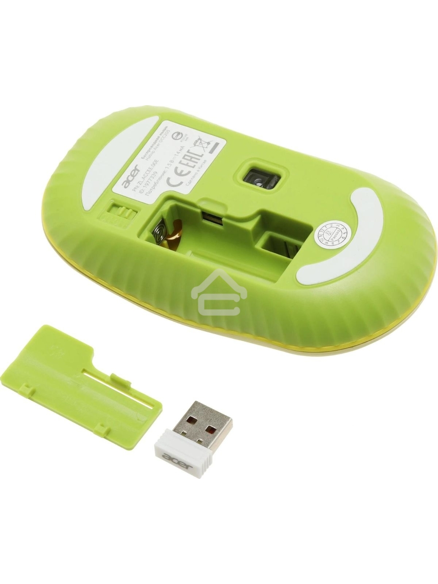 Клавиатура + мышь Acer OCC205 беспроводной USB, 1200 dpi, зеленый/желтый