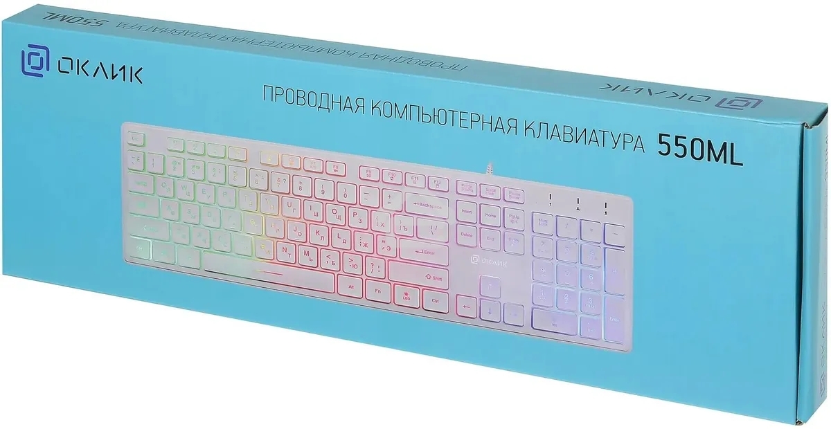 Клавиатура проводная Oklick 550ML 1061618, USB, белый