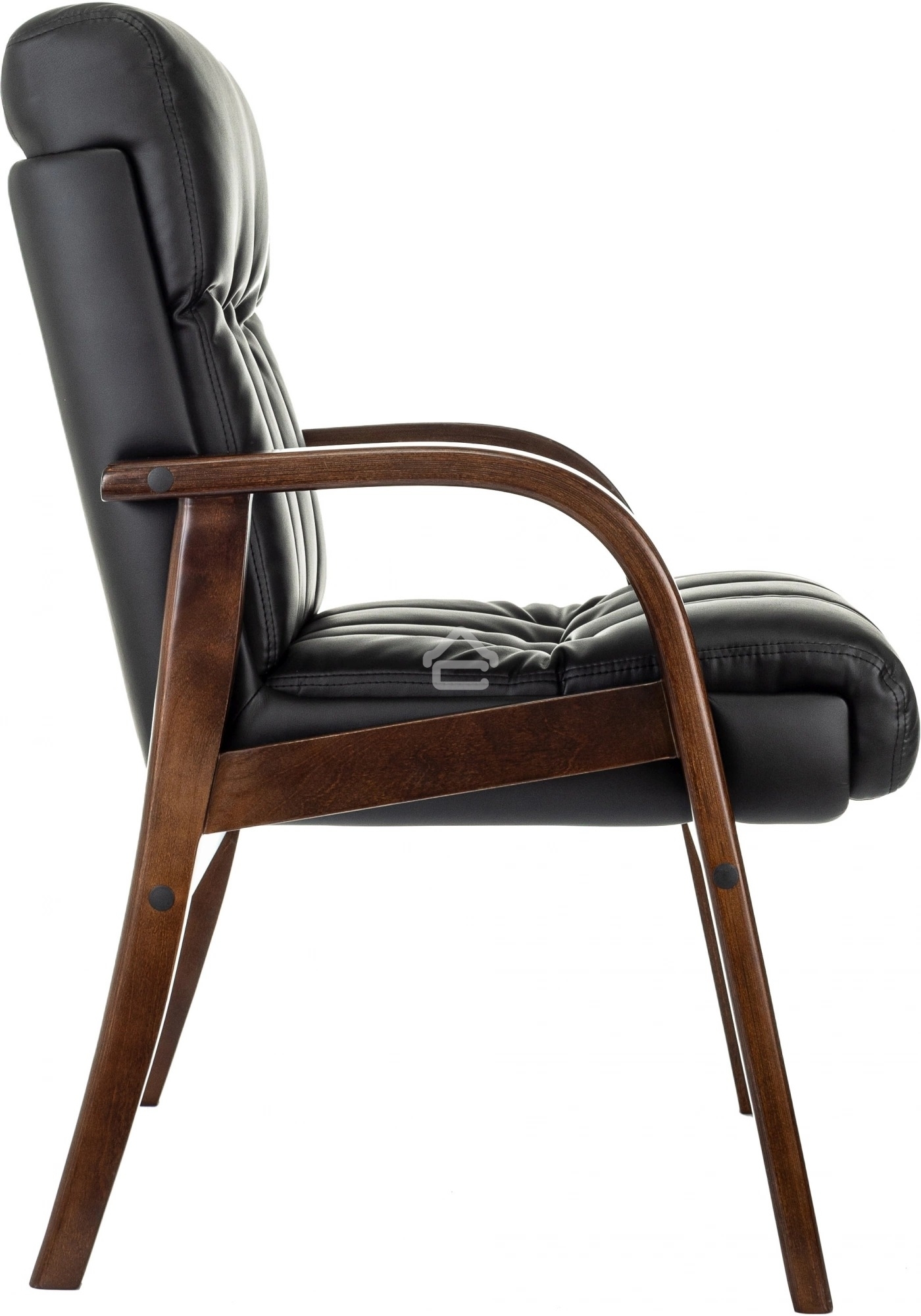 Кресло офисное Бюрократ T-9932W-CF-Eco черный, эко.кожа, на ножках, дерево