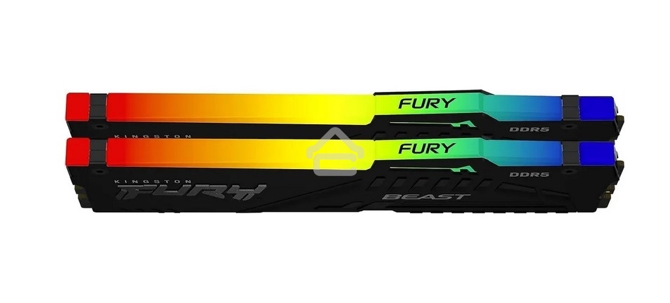 Оперативная память Kingston Fury Beast, DDR5, 64GB (2x32GB), 5600MHz, CL40, DIMM, с радиатором, RGB, черный