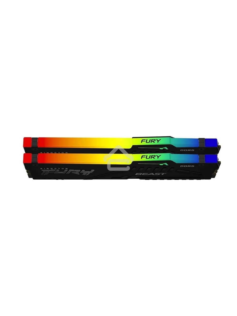 Оперативная память Kingston Fury Beast, DDR5, 64GB (2x32GB), 5600MHz, CL40, DIMM, с радиатором, RGB, черный
