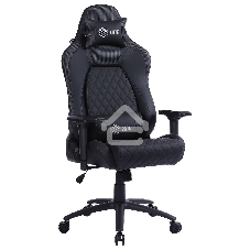 Кресло игровое Cactus CS-CHR-130 черный, сиденье черный, эко.кожа, с подголов. крестовина металл, пластик черный