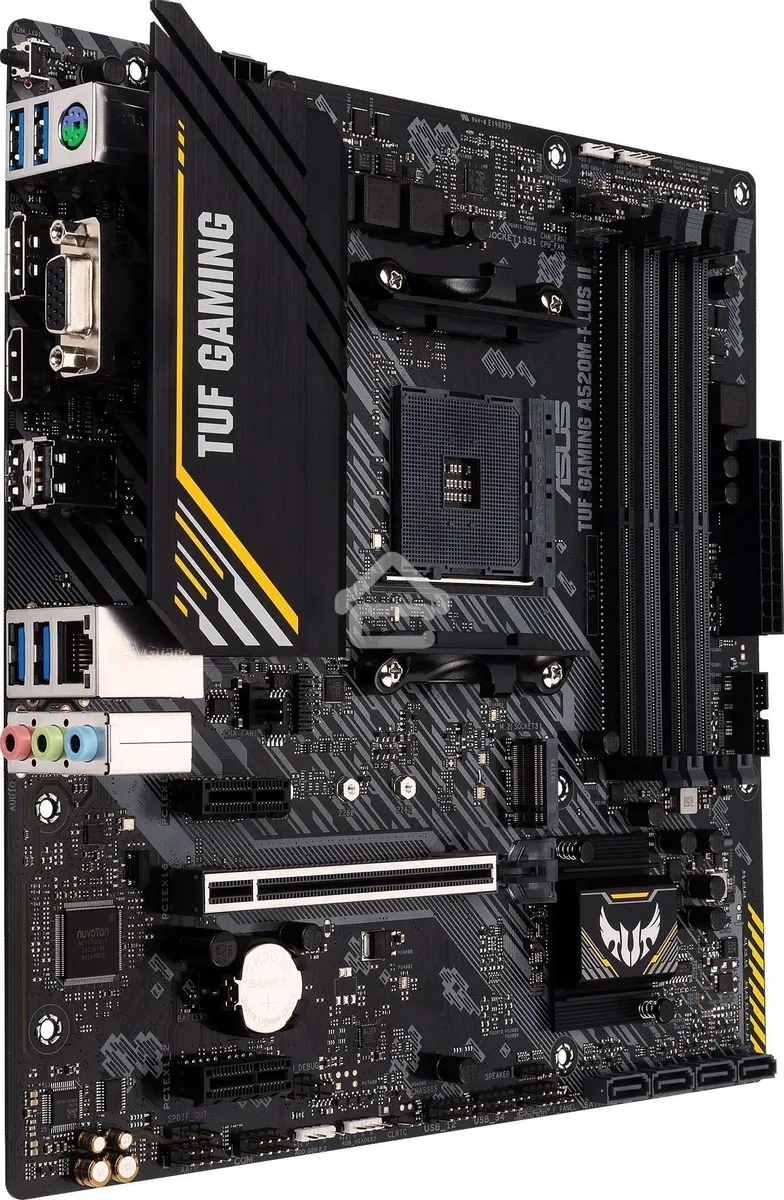 Материнская плата ASUS TUF GAMING A520M-PLUS II, AM4, AMD A520, 4xDDR4, 4xSATA, 1xM.2, 1xPCI-E 3.0 x16, 2xPCI-E x1, 1xHDMI, 1xDP, 1xVGA, 1x 1Gb LAN, 4xUSB 3.2 Gen 1, 2xUSB 2.0, 3x3.5 мм, 7.1, Micro-ATX