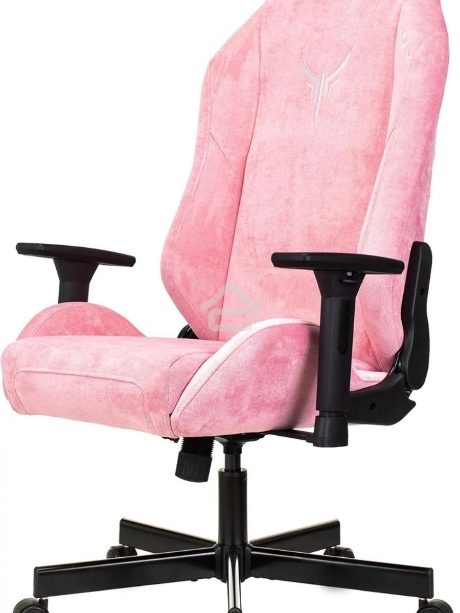 Кресло игровое Knight N1 Fabric розовый Velvet 36 с подголов. крестовина металл