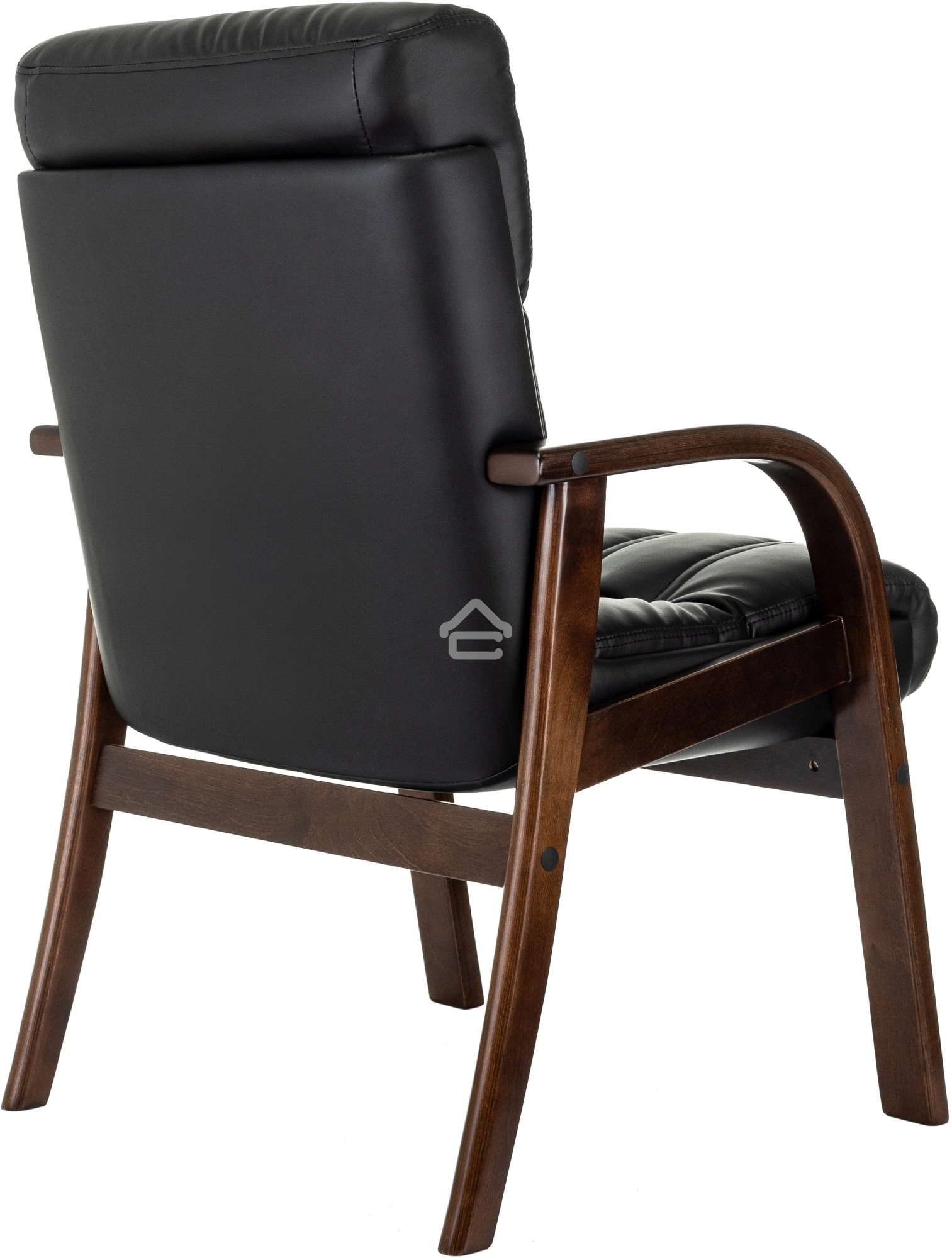 Кресло офисное Бюрократ T-9932W-CF-Eco черный, эко.кожа, на ножках, дерево