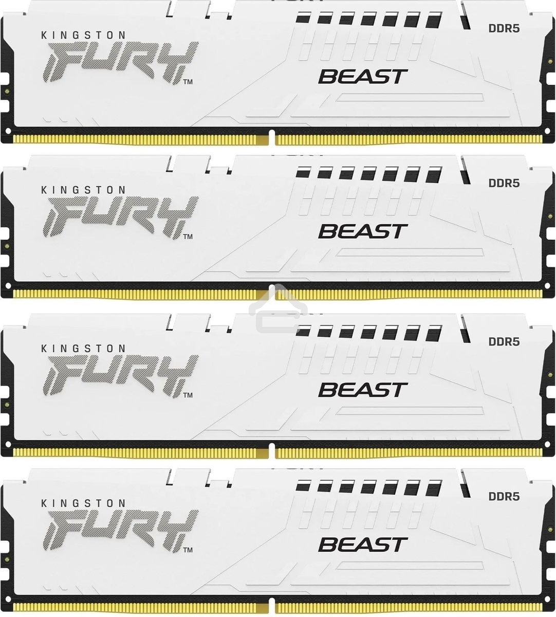 Оперативная память Kingston Fury Beast, DDR5, 64Gb (4x16 Gb), 6000 MHz, CL40, DIMM, радиатор, белый