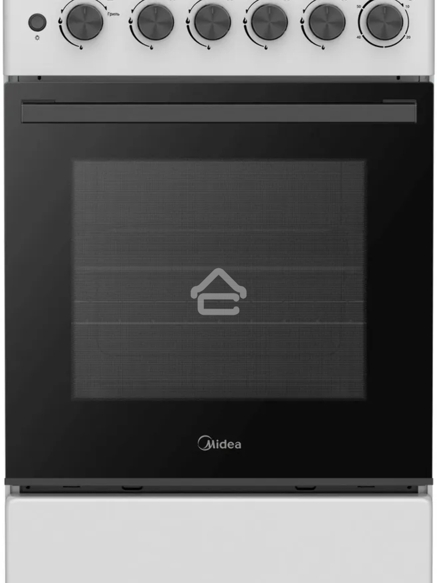 Плита газовая Midea MFO-M4G20T0E(SL) серебристый/черный, конфорок 4 газовых, духовка 62 л, 49.3 см x 90 см x 55.6 см