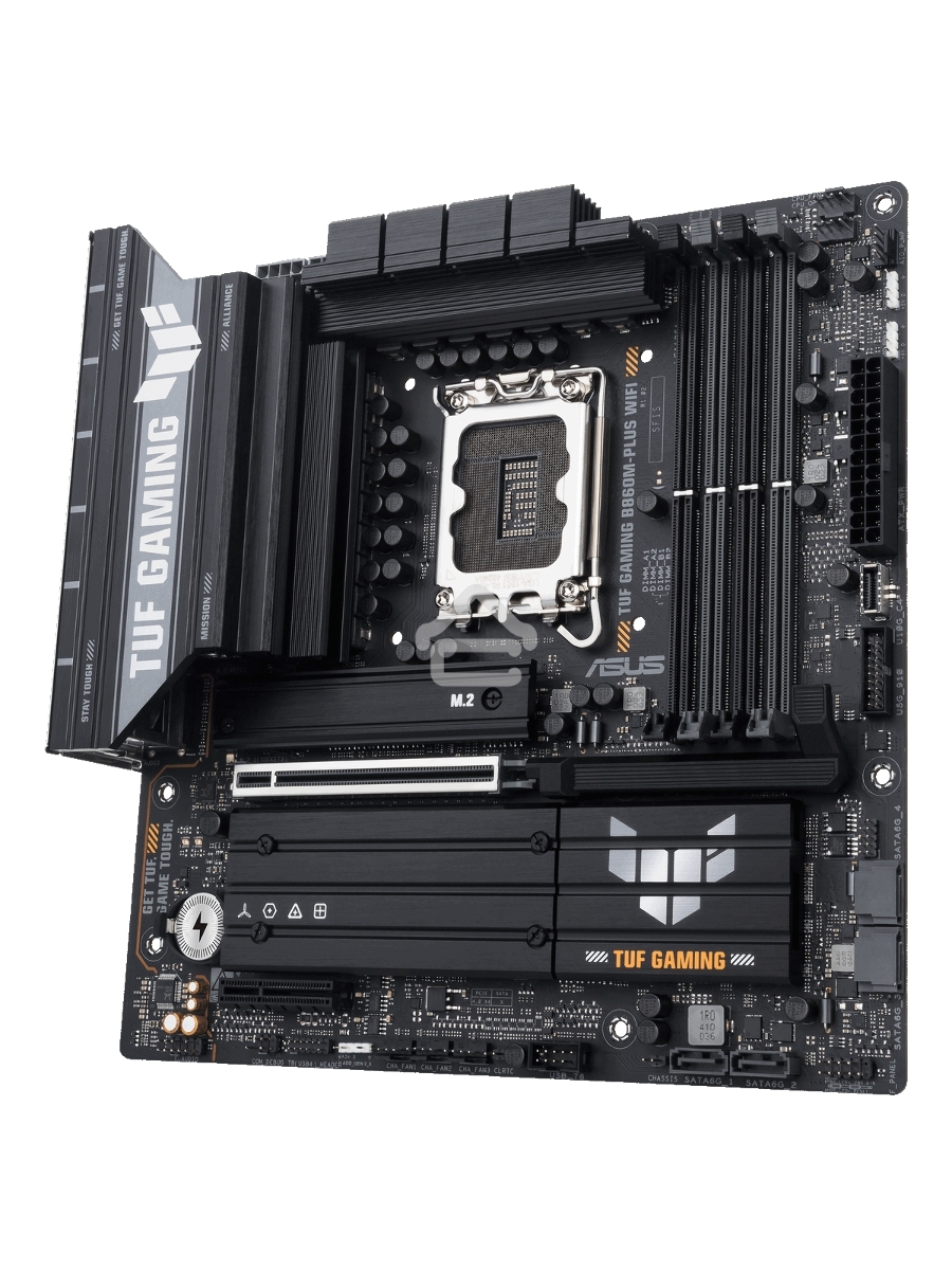 Материнская плата ASUS TUF GAMING B860M-PLUS WIFI, LGA 1851, Intel B860, 4xDDR5, 4xSATA, 3xM.2, 1xPCIe 5.0 x16, 1xPCIe x4, 1xUSB-C, 4xUSB-A 3.2 Gen 1, 2xUSB-A 3.2 Gen 2, 1xHDMI, 1xDP, 1x2.5Gb LAN, 7.1, mATX