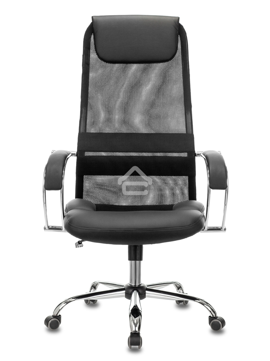 Кресло руководителя Бюрократ CH-608SL/BLACK TW-01 TW-11 черный, искусст.кожа/ткань, крестовина хром, спинка сетка
