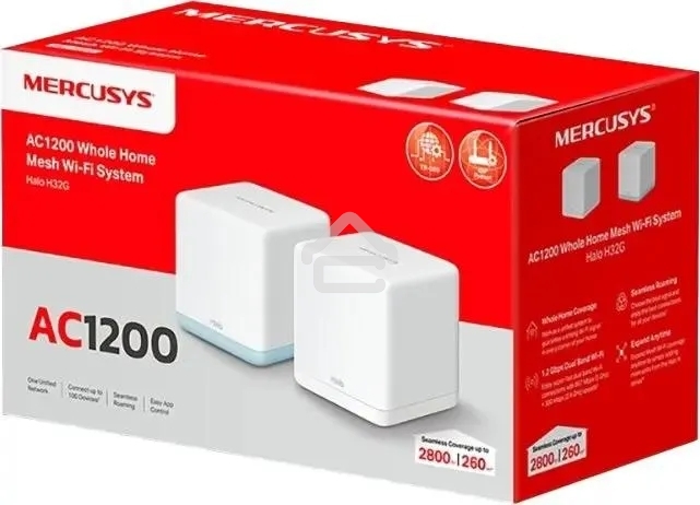 Mesh Wi-Fi система Mercusys Halo H32G(2-pack) AC1200, до 300 Мбит/с на 2,4 ГГц + до 867 Мбит/с на 5 ГГц, комплект 2 шт