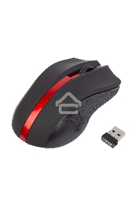 Мышь беспроводная HIPER HOMW-073 черный/красный, 1000 dpi, радиоканал, USB, кнопки - 3