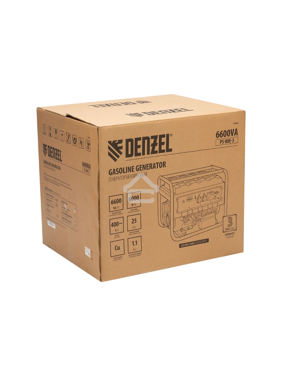 Электрогенератор бензиновый Denzel PS 80 E-3, 6.5 кВт, 85 дБ, 87 кг