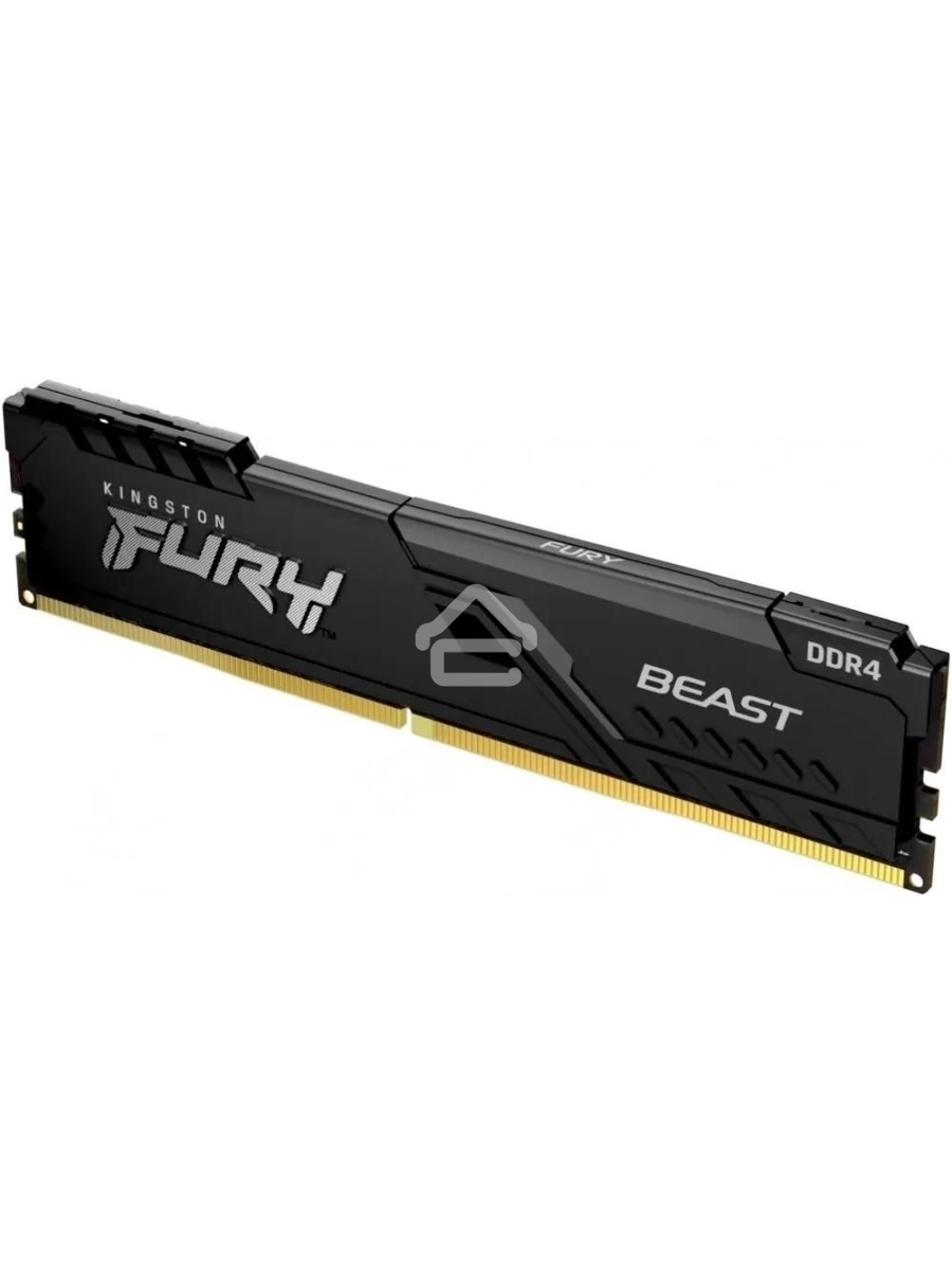 Оперативная память Kingston Fury Beast, DDR4, 16GB (1x16GB), 3200MHz, CL16, DIMM, с радиатором, чёрный