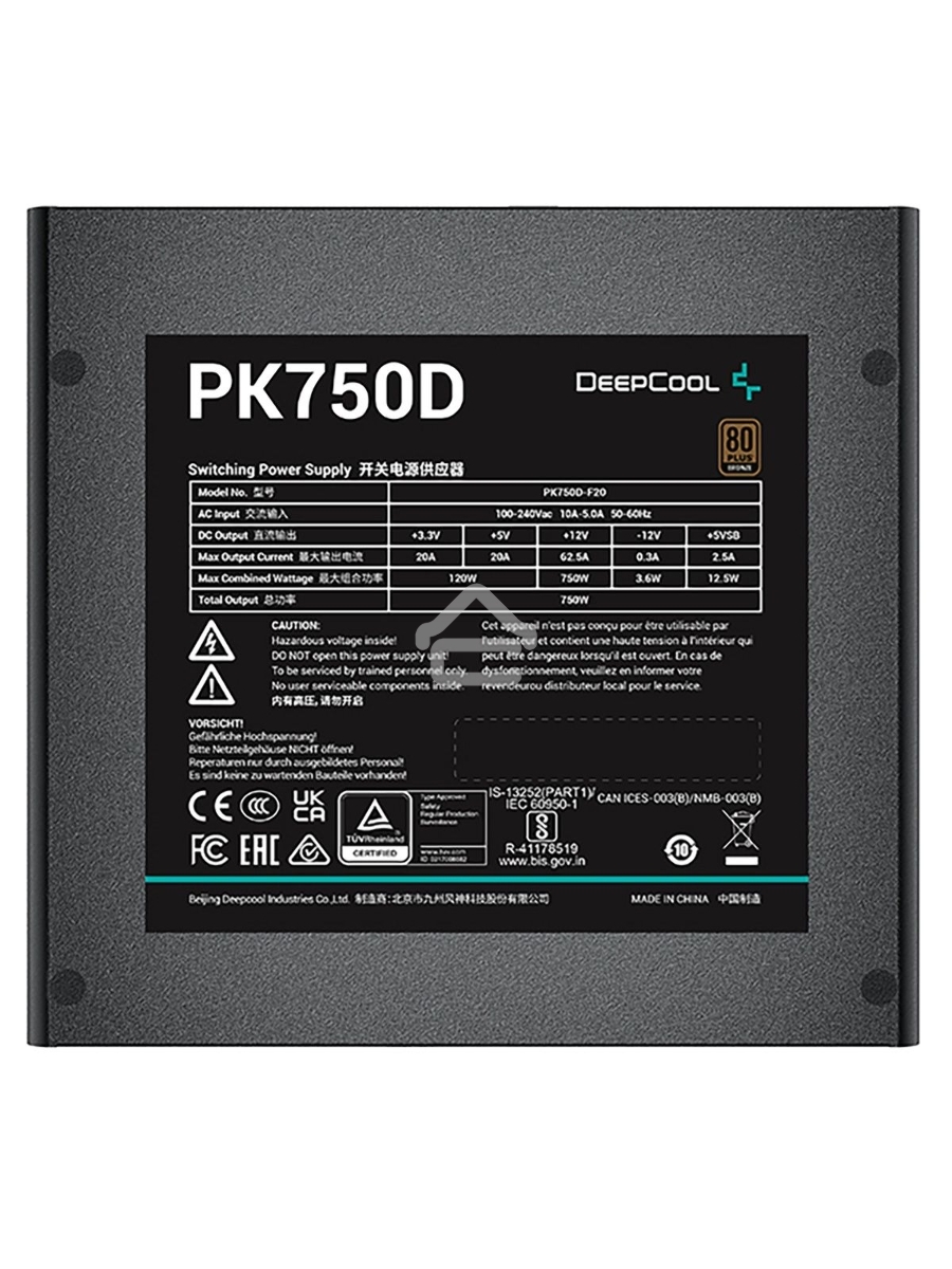 Блок питания Deepcool / GamerStorm PK750D, 750Вт, 80 PLUS Bronze, 120мм, черный