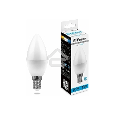 Лампа светодиодная Feron LB-97 7W 230V E14 6400K свеча
