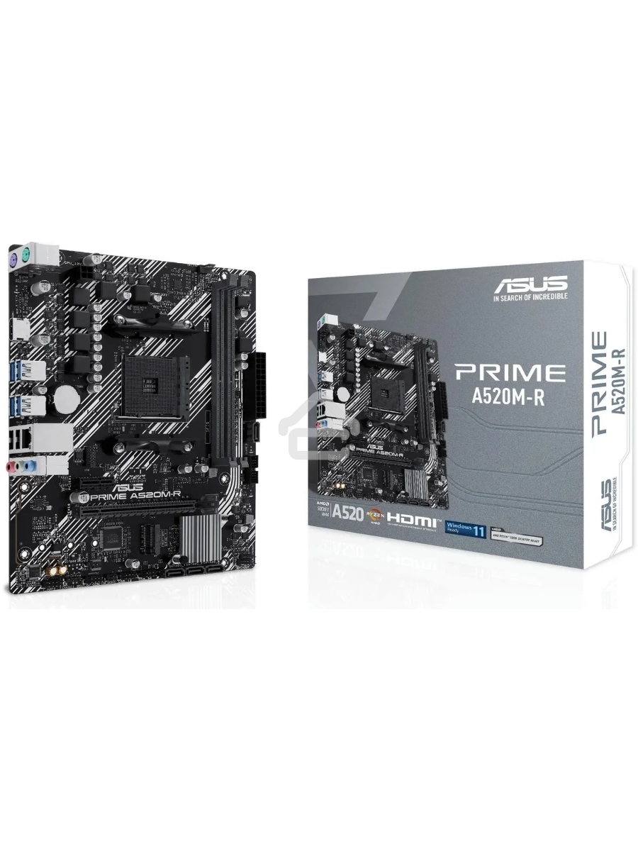 Материнская плата ASUS PRIME A520M-R, AM4, AMD A520, 2xDDR4, 4xSATA, 1xM.2, 1xPCIe 3.0 x16, 1xPCIe x1, 1xHDMI, 1x 1Gb LAN, 2xUSB-A 2.0, 4xUSB-A 3.2 Gen 1, 3x3.5 мм, 7.1, mATX