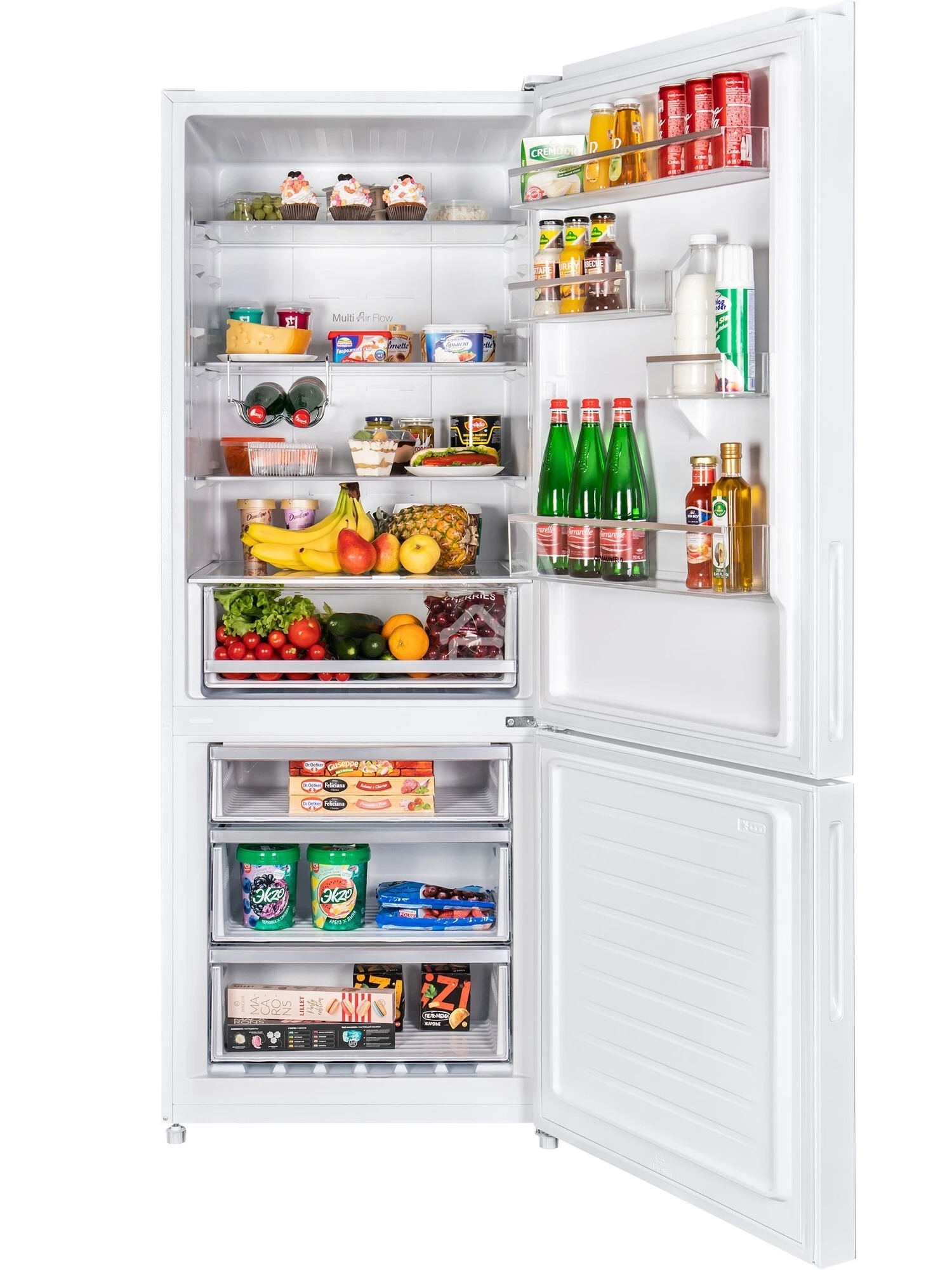 Холодильник Maunfeld MFF1857NFW белый мат. инвертер двухкамерный 336/117л морозилка снизу