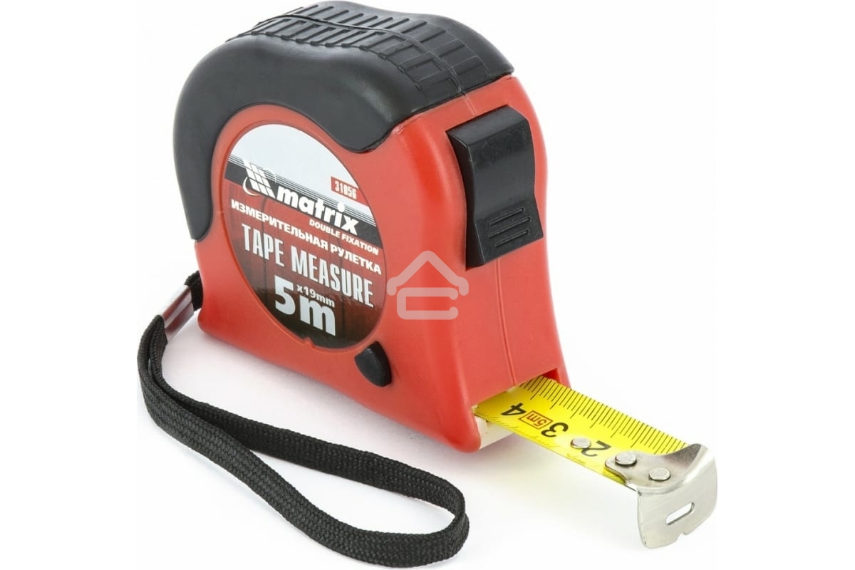 Рулетка Matrix Double fixation, 5 м х 19 мм, обрезиненный корпус, двойная плавная фиксация