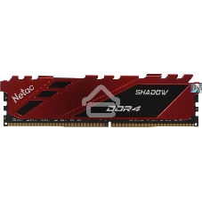 Оперативная память NETAC Shadow, DDR4, 16GB (1x16GB), 3200MHz, CL16, DIMM, с радиаторами, красный