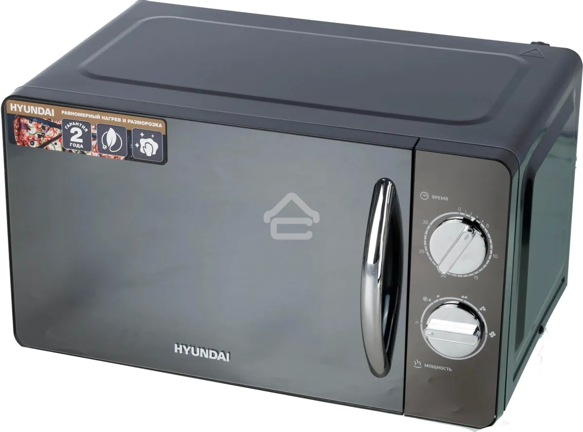 Микроволновая печь Hyundai HYM-M2007 черный/хром, 20 л, 700 Вт, переключатели - поворотный механизм