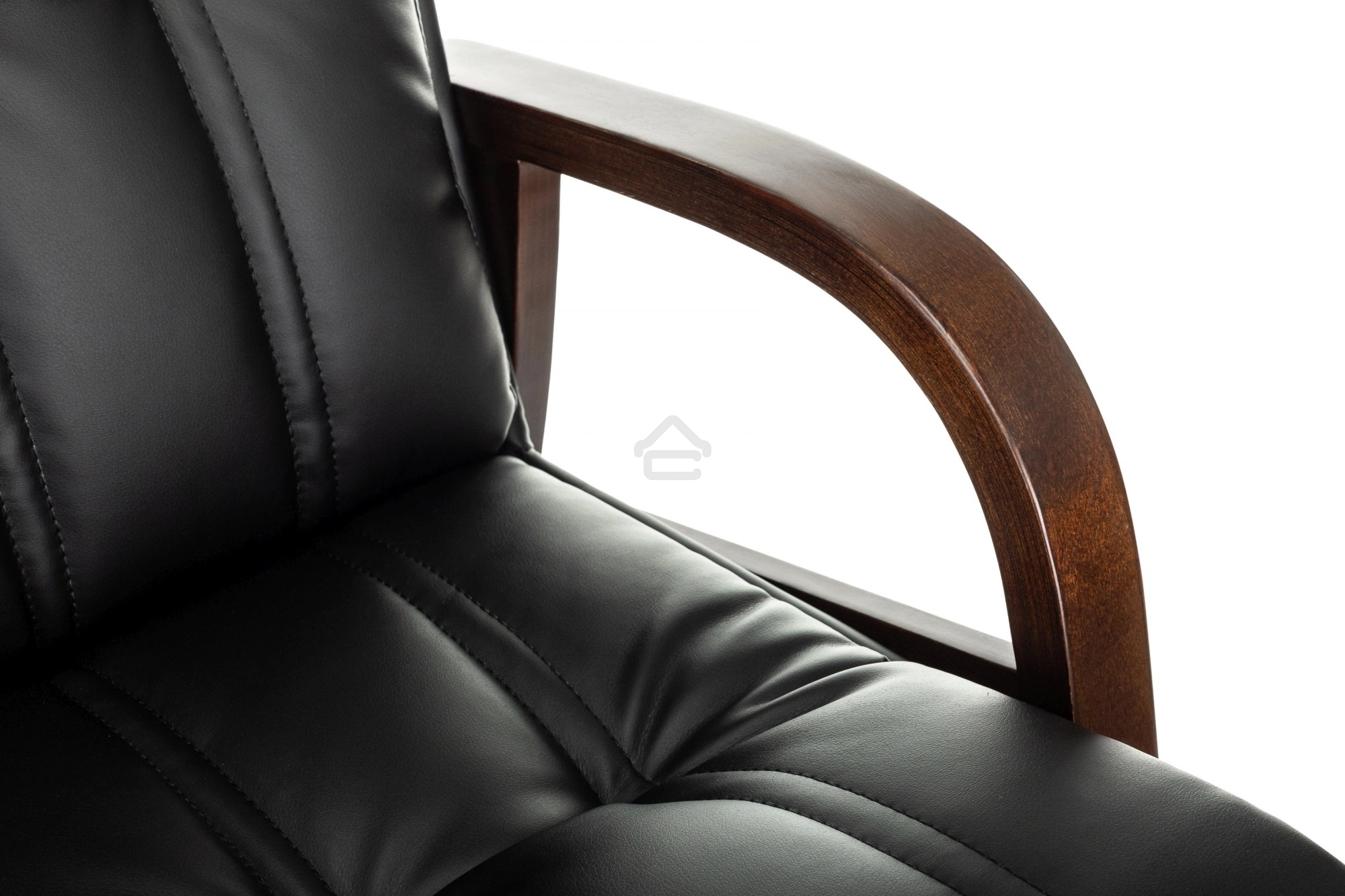 Кресло офисное Бюрократ T-9932W-CF-Eco черный, эко.кожа, на ножках, дерево