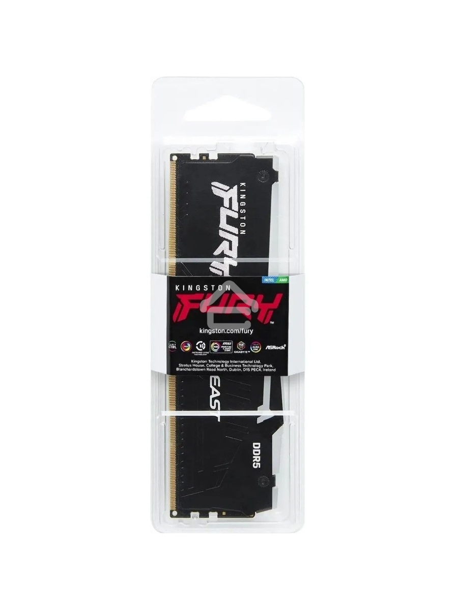 Оперативная память Kingston Fury Beast, DDR5, 32GB (1x32GB), 6000MHz, CL30, DIMM, с радиатором, RGB, черный