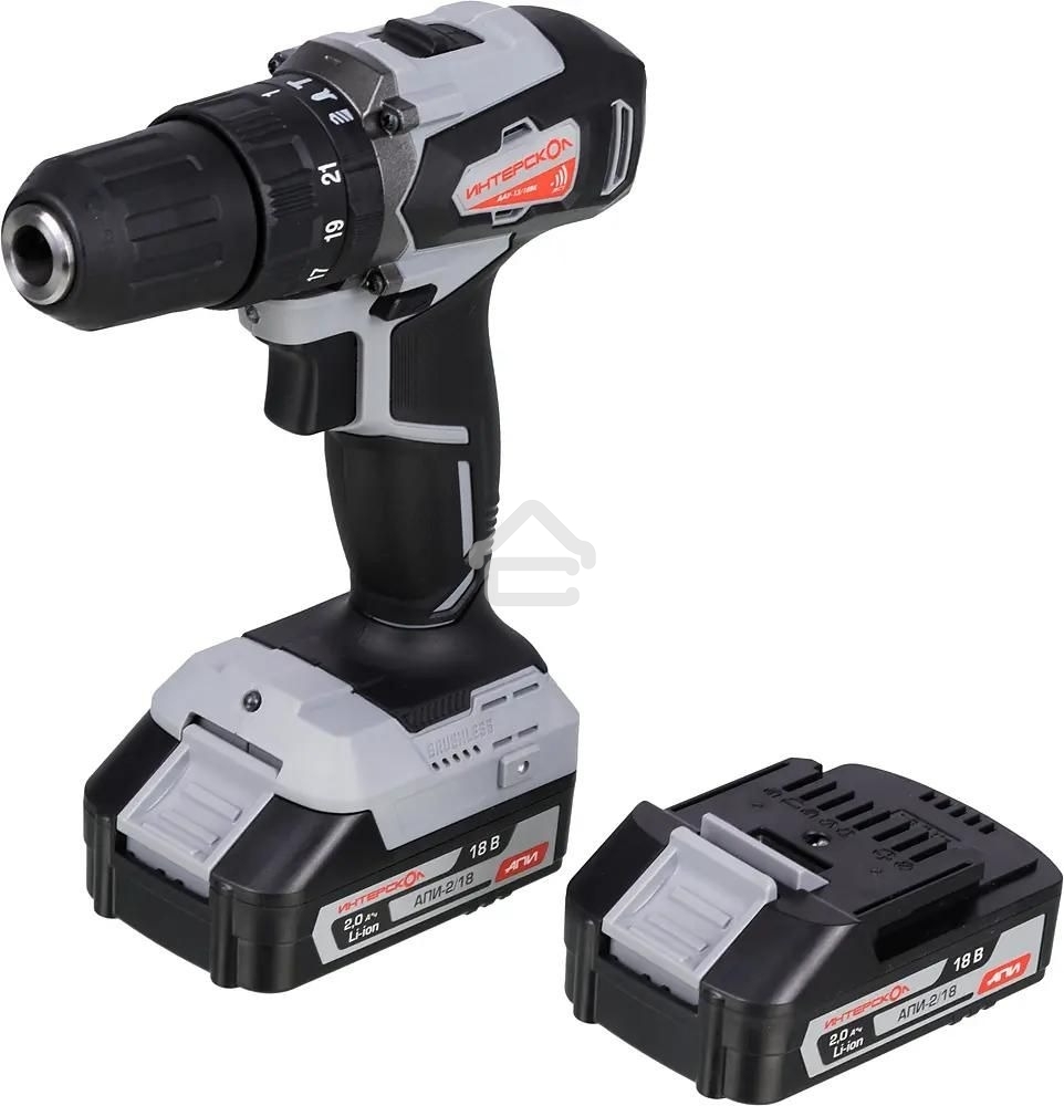 Дрель-шуруповерт аккумуляторная ИНТЕРСКОЛ ДАУ-13/18ВК, Аккумуляторный, 18В, 2 АКБ, Ударный, Кейс