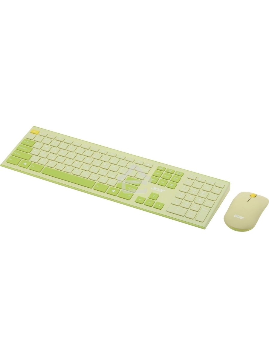 Клавиатура + мышь Acer OCC205 беспроводной USB, 1200 dpi, зеленый/желтый