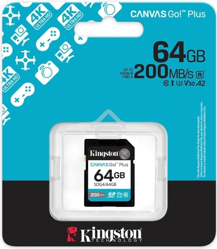Флеш карта SDXC 64Gb Kingston SDG4/64Gb Canvas Go! Plus w/o adapter