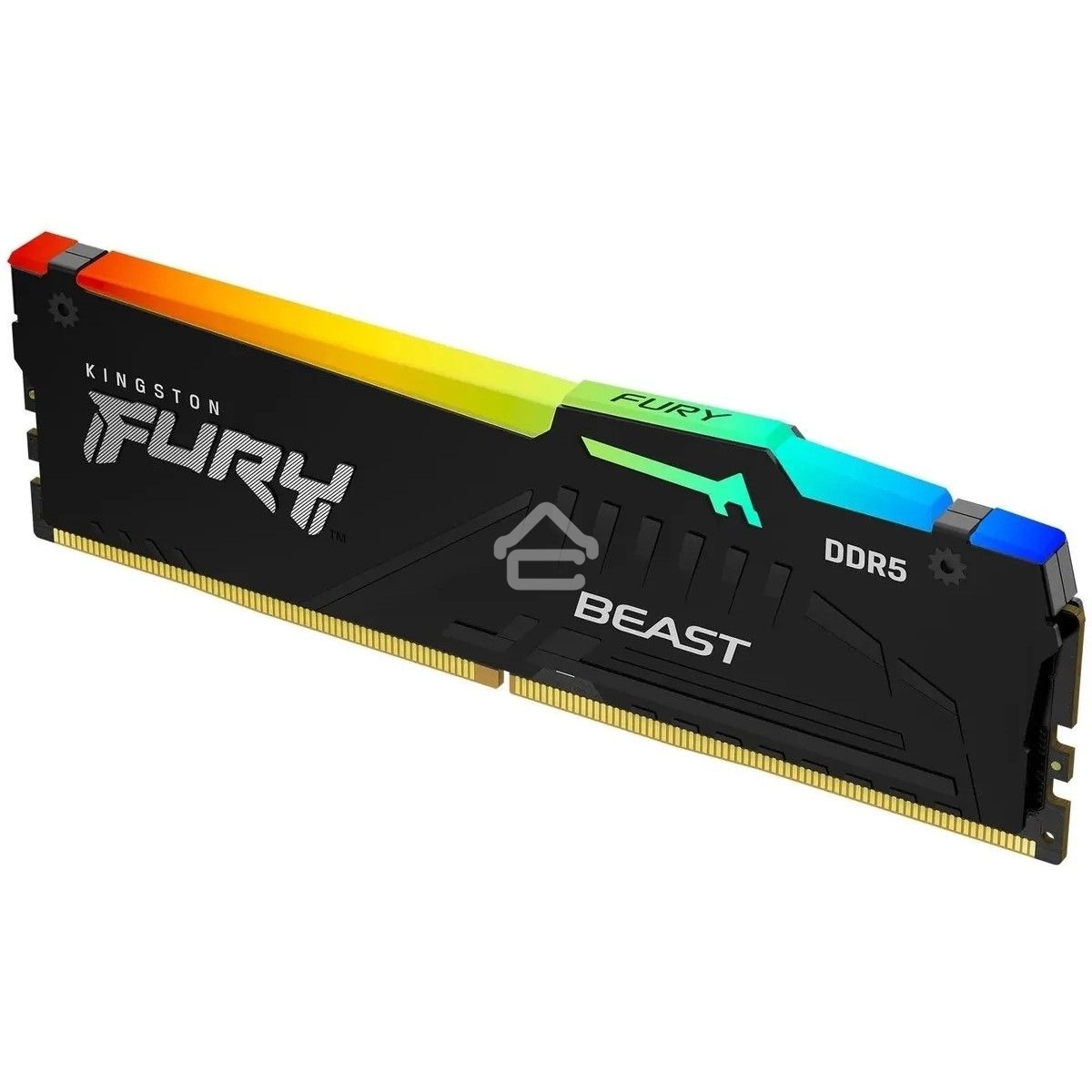 Оперативная память Kingston Fury Beast, DDR5, 32Gb (1x32Gb), 6000MHz, CL30, DIMM, с радиатором, RGb, черный