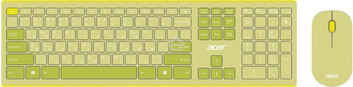 Клавиатура + мышь Acer OCC205 беспроводной USB, 1200 dpi, зеленый/желтый
