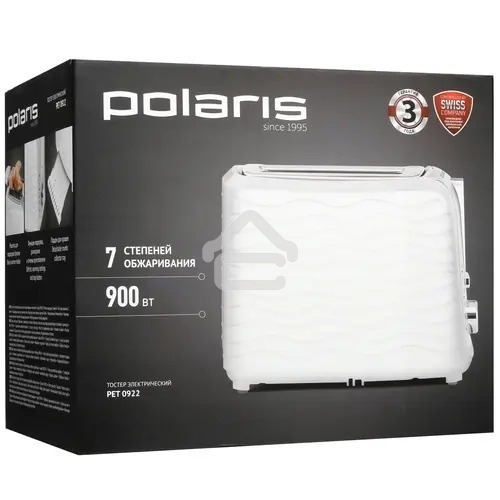Тостер Polaris PET 0922, 900 Вт, белый