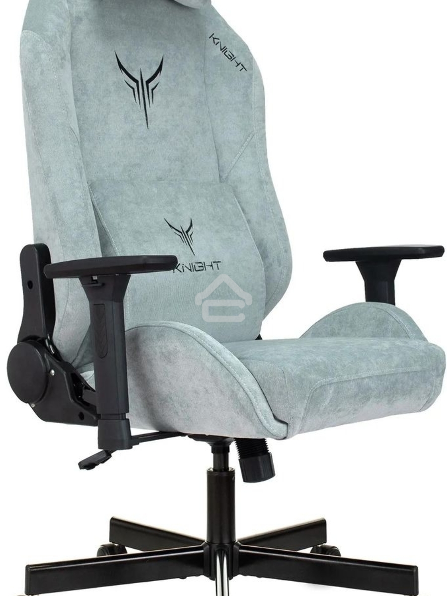 Кресло игровое Knight N1 Fabric серо-голубой Light-28 с подголов. крестовина металл