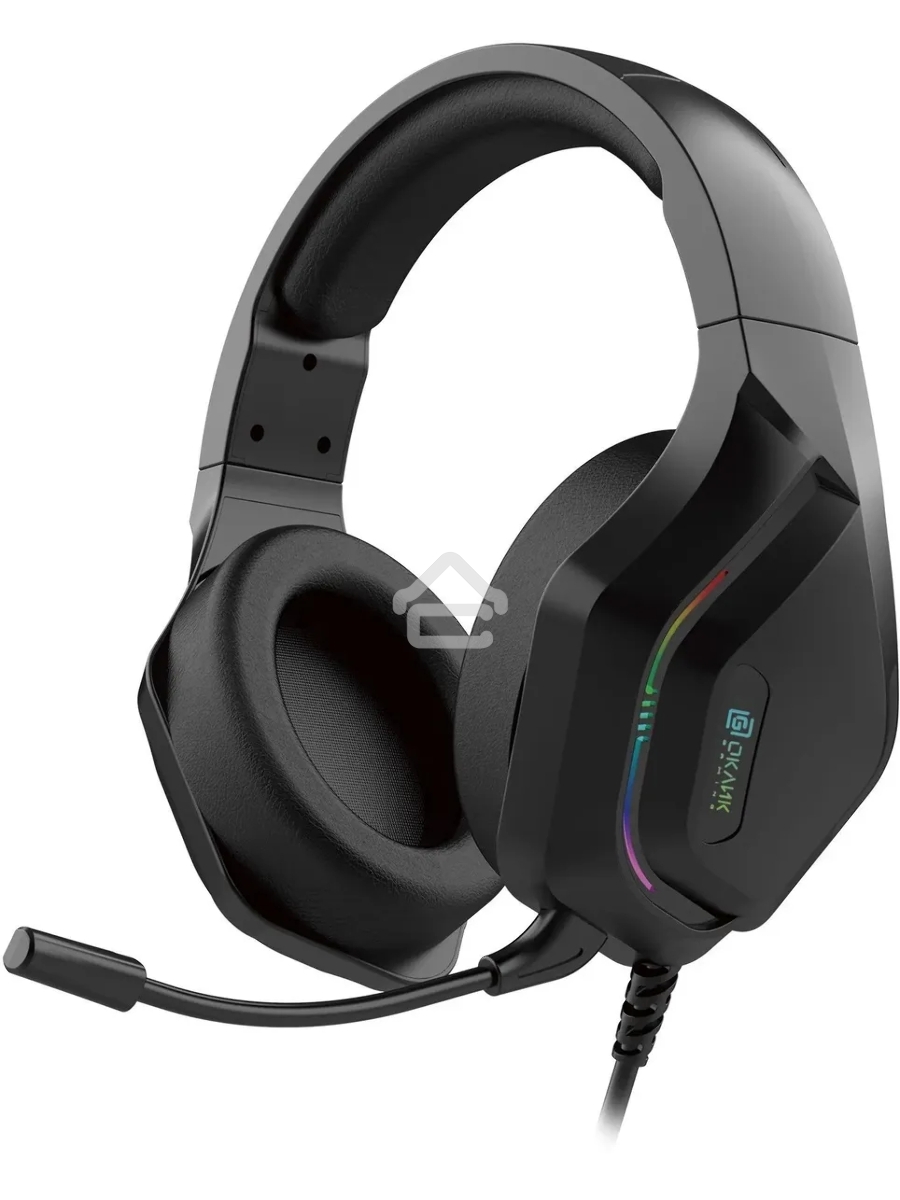 Наушники с микрофоном Oklick HS-L600G черный 2.2м мониторные USB оголовье (1939588)