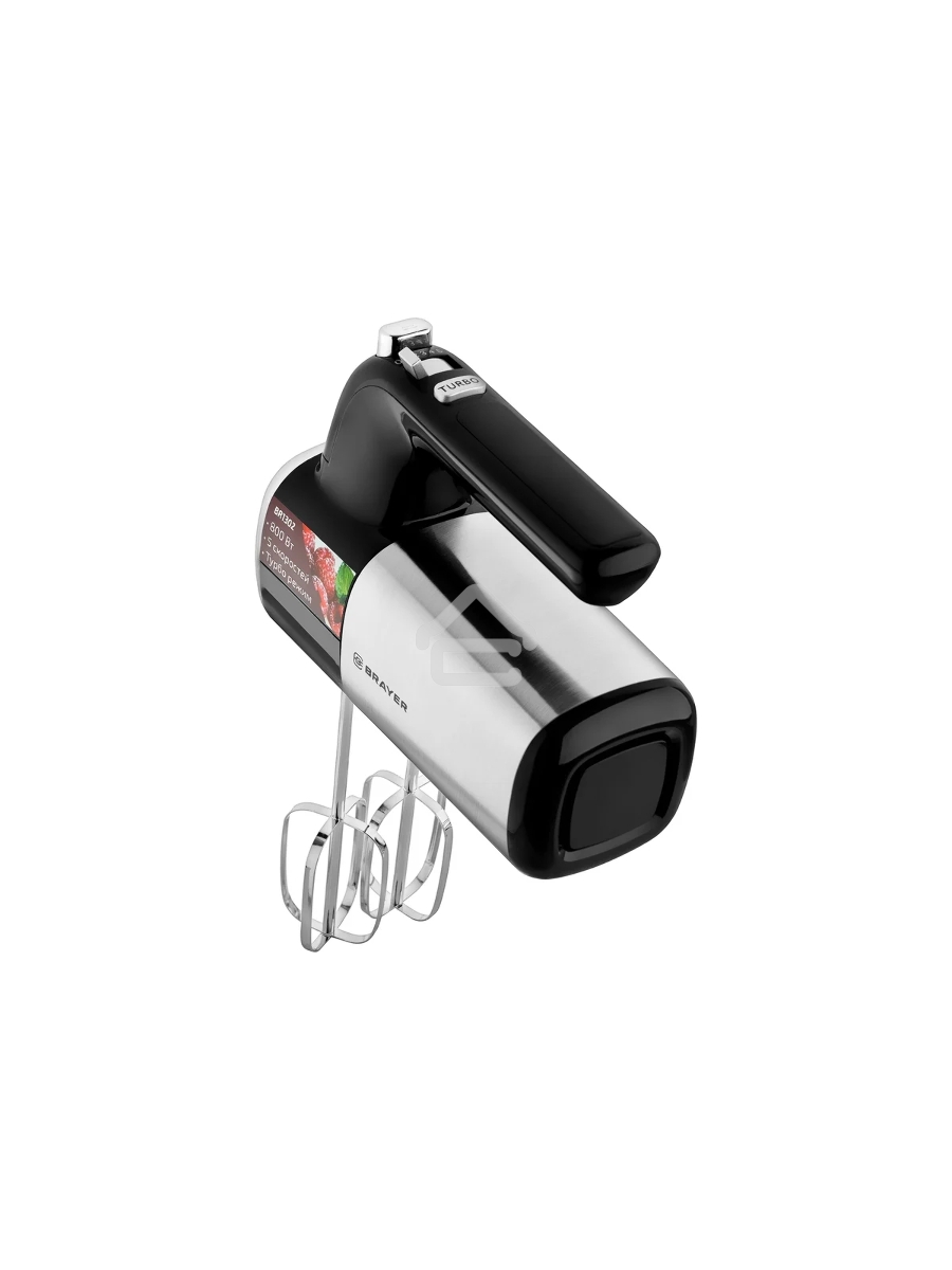 Миксер BRAYER, 800 Вт, 5 скор.реж, турбо,насад. венчики, насад для взбивания