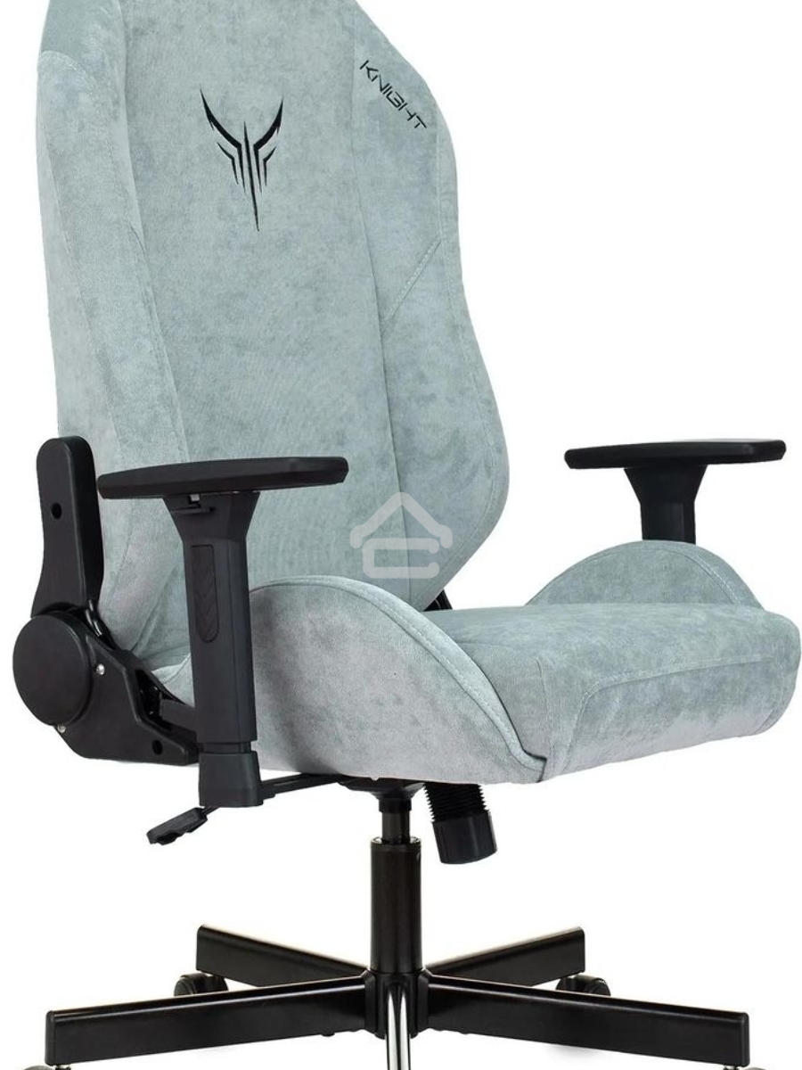 Кресло игровое Knight N1 Fabric серо-голубой Light-28 с подголов. крестовина металл