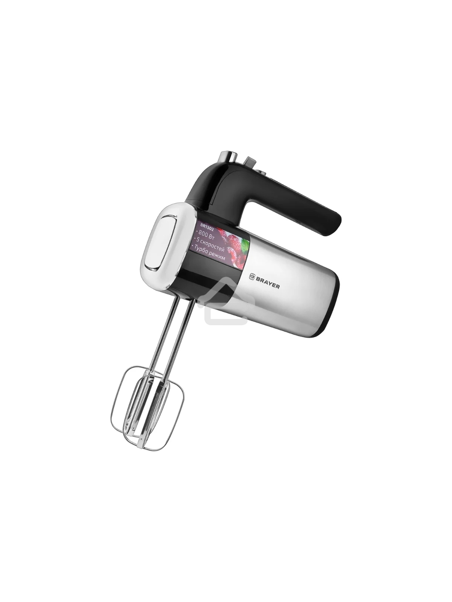Миксер BRAYER, 800 Вт, 5 скор.реж, турбо,насад. венчики, насад для взбивания