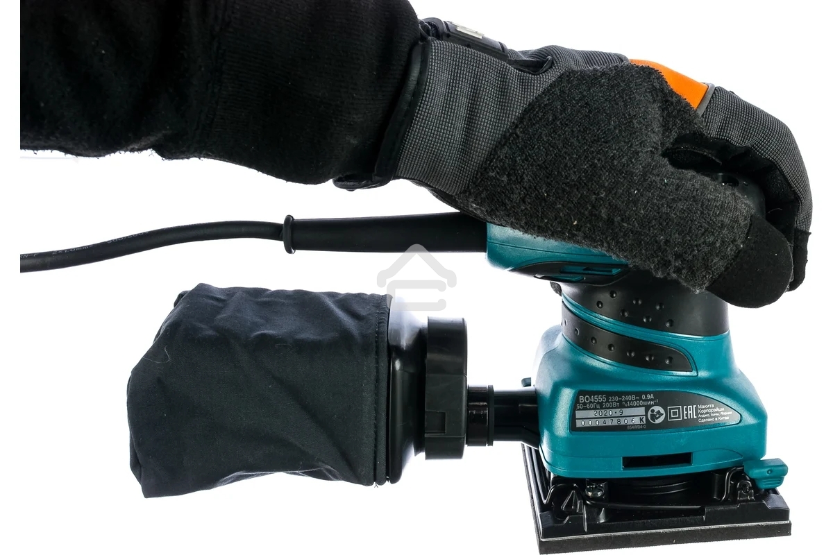 Шлифовальные машины Makita BO4555 ВШМ, 200Вт,114х102мм,14000об\м,ампл-1.5мм,1.1кг,кор,п\сборник,зажим\липучка