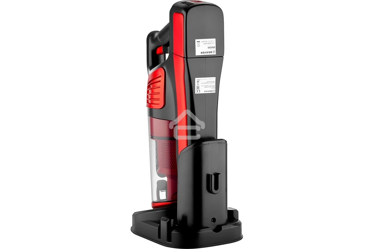 Пылесос вертикальный BRAYER BR4260 красный, питание от аккумулятора, 120 Вт, уборка сухая, пылесборник 0.6 л, работа от АКБ max 40 мин